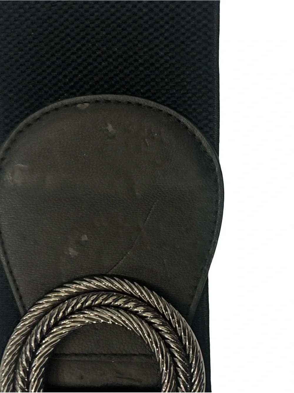 BCBGMaxAzria Black Elastic Belt with Interlocking Metal Rope-Style Buckle M/L
